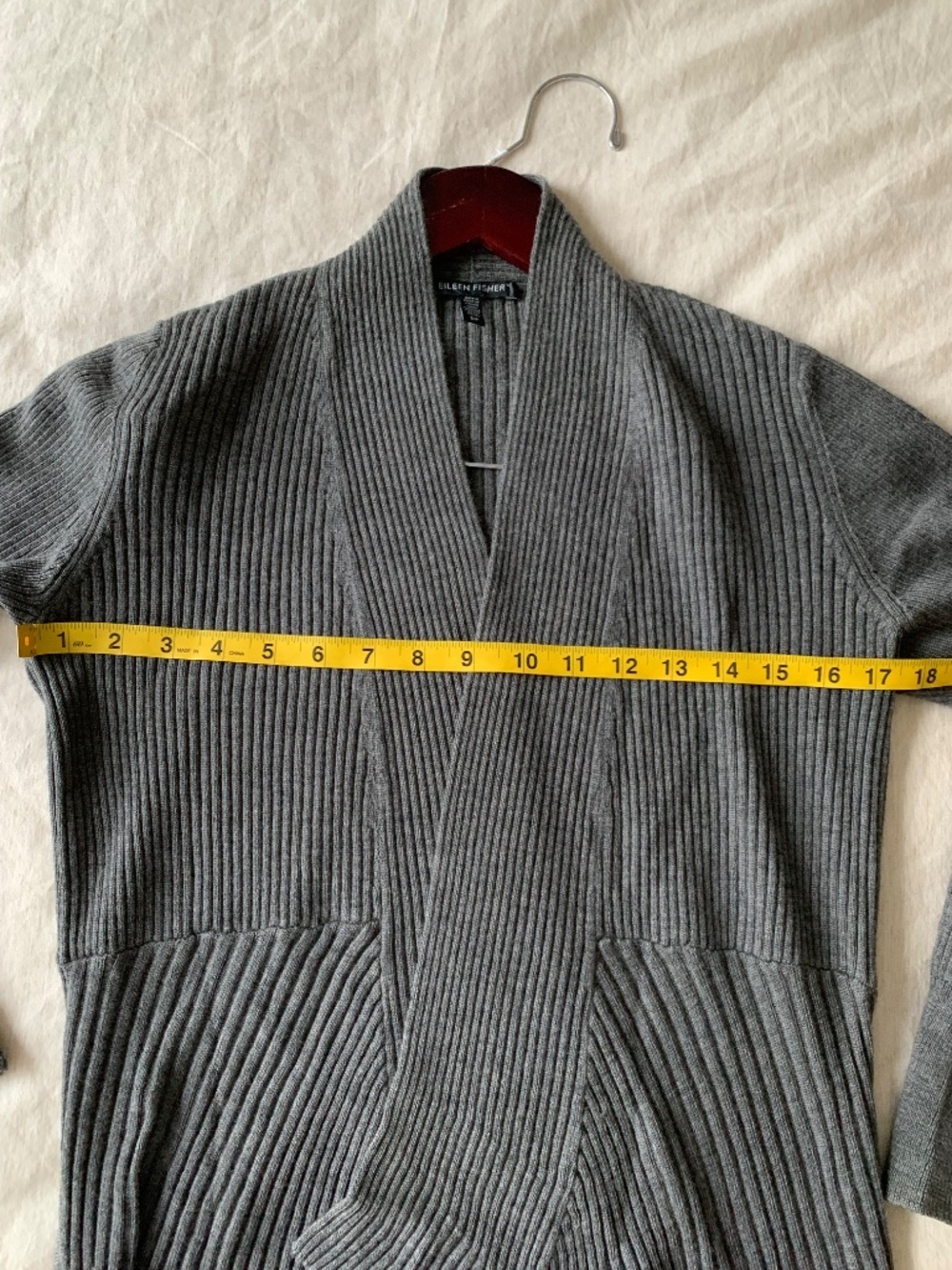 Eileen Fisher Merino Wool Open Front Cardigan Size S in Gray - Picture 6 of 8